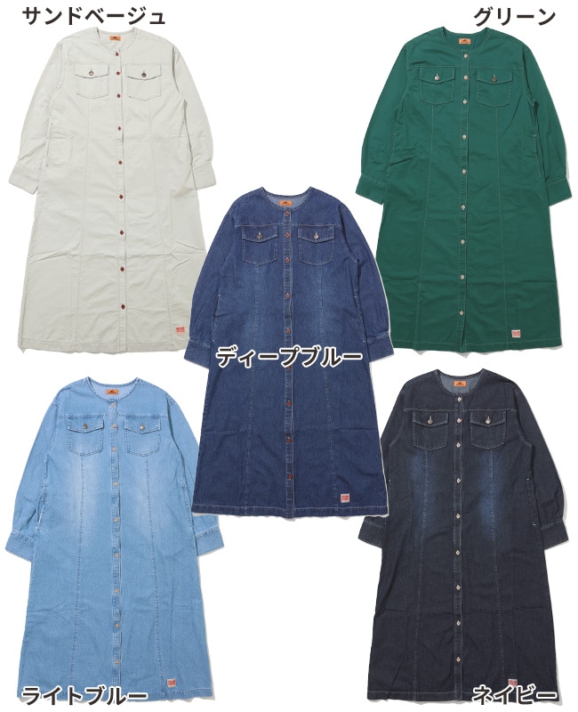 クリフメイヤー[公式] ノーカラーシャツワンピ LADYS W2434010 | LADYS