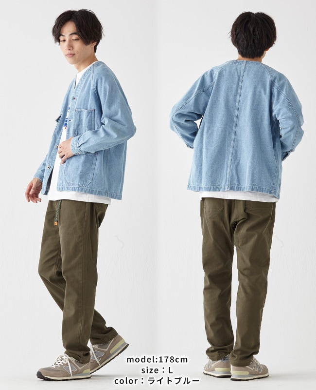 新品　クリフメイヤー　ノーカラーデニムジャケット クリフメイヤー[公式] ノーカラーカバーオール MENS 2434006