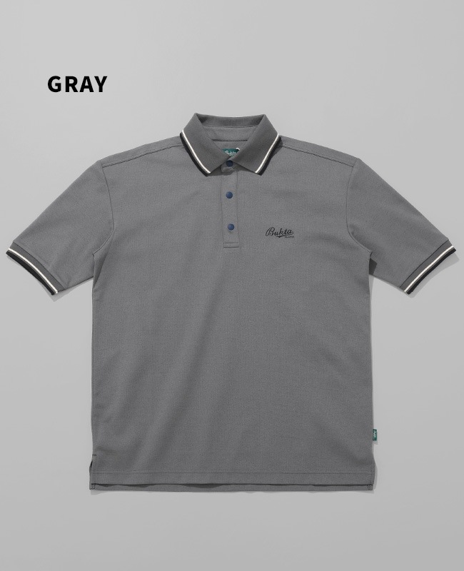Bukta 速乾ラインリブ5分袖ポロシャツ MENS BU2545135