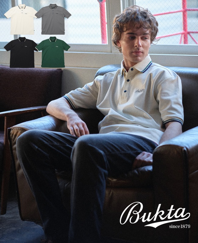 Bukta 速乾ラインリブ5分袖ポロシャツ MENS BU2545135