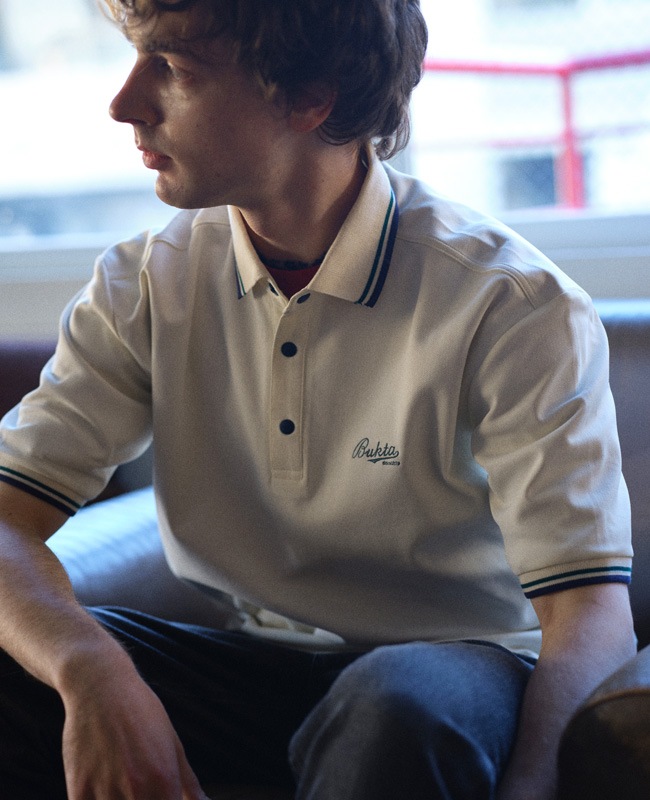 Bukta 速乾ラインリブ5分袖ポロシャツ MENS BU2545135