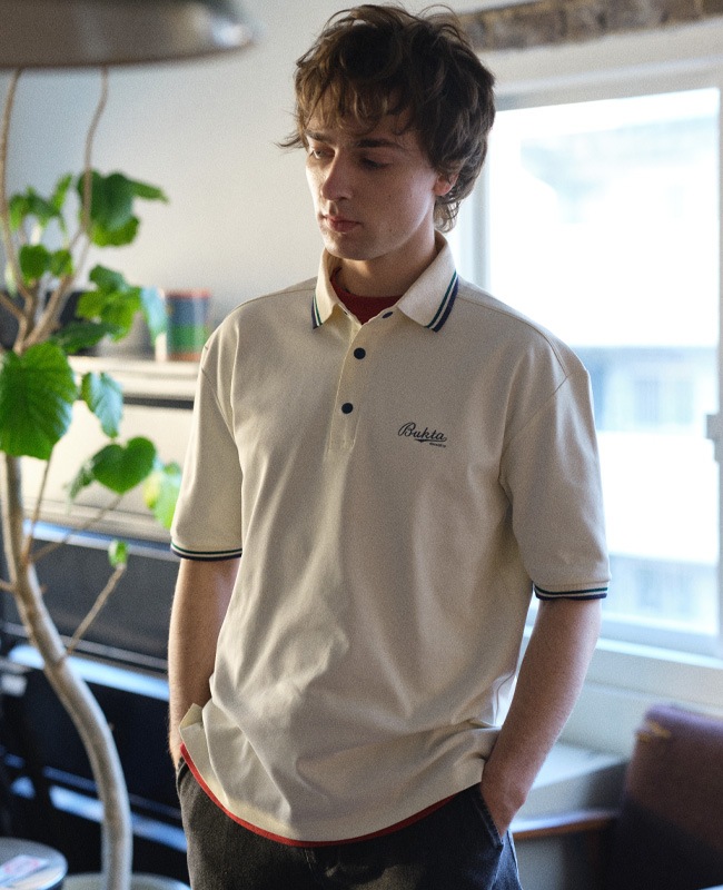Bukta 速乾ラインリブ5分袖ポロシャツ MENS BU2545135