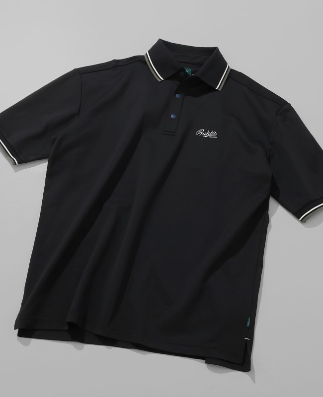 Bukta 速乾ラインリブ5分袖ポロシャツ MENS BU2545135