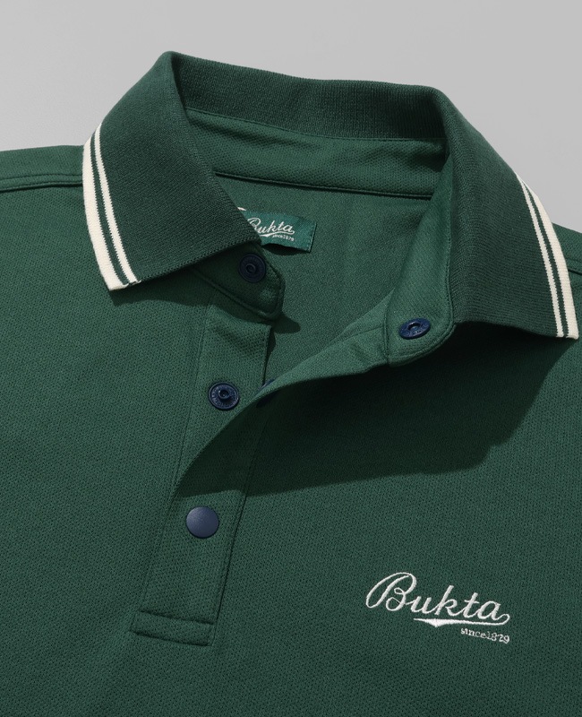 Bukta 速乾ラインリブ5分袖ポロシャツ MENS BU2545135