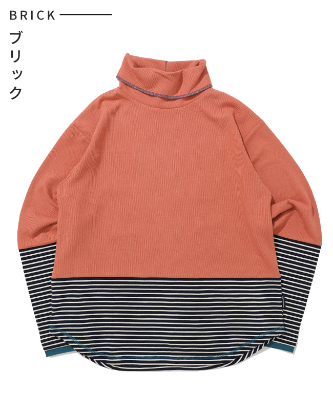 クリフメイヤー[公式] ボーダー切替ハイネックロンT LADYS W2617201