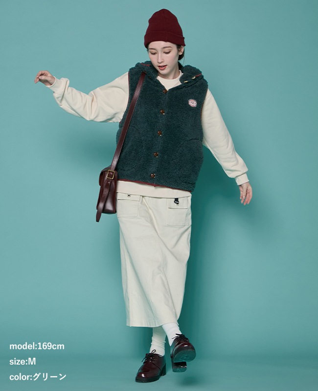 クリフメイヤー[公式] シャギーボアボタンフードベスト LADYS W2514408