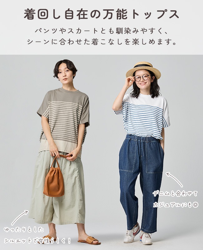 クリフメイヤー[公式] COOL MAXコクーンボーダーTシャツ LADYS W2547815