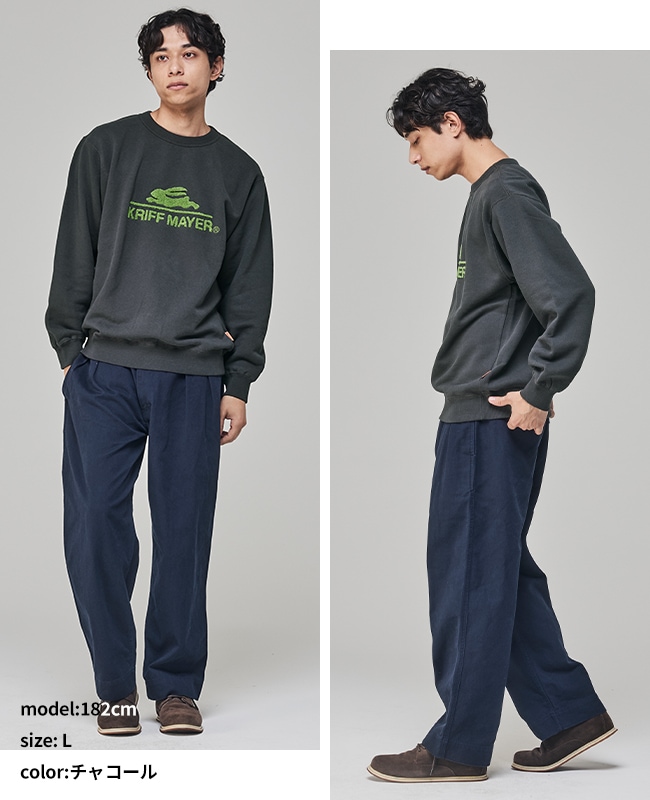 ON THE GRASS スウェット ネイビー TGA-MT152 クリフメイヤー[公式] サガラ刺繍裏起毛クルー(ロゴ) 2523103 | MENS