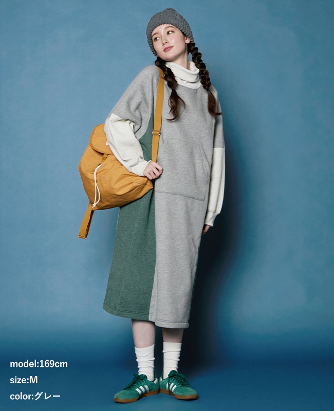 クリフメイヤー[公式] 裏起毛杢タートルネックワンピース LADYS W2527209