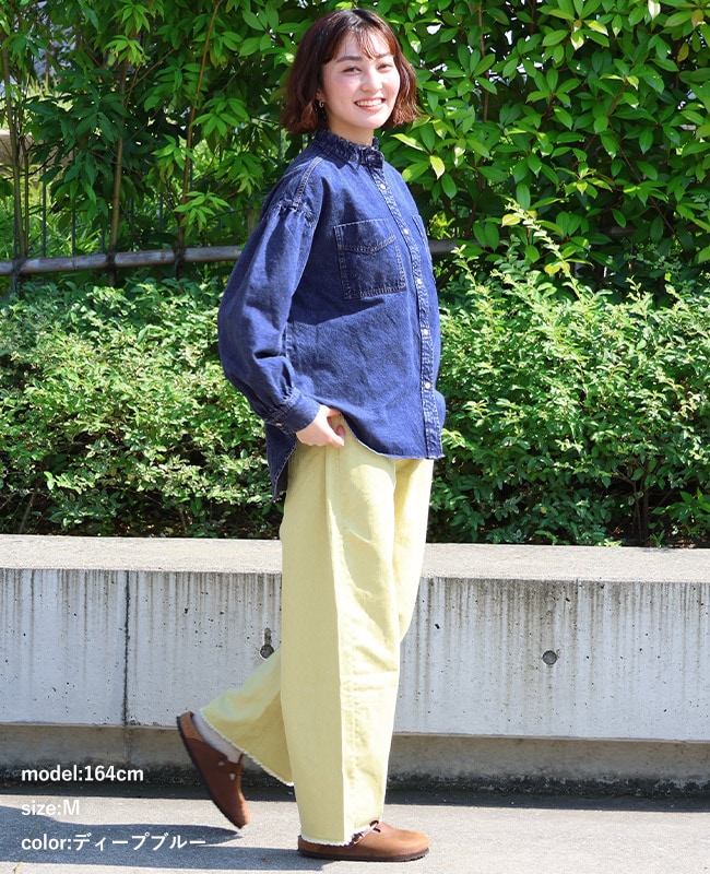 クリフメイヤー[公式] カットオフバンドカラーデニムシャツ LADYS