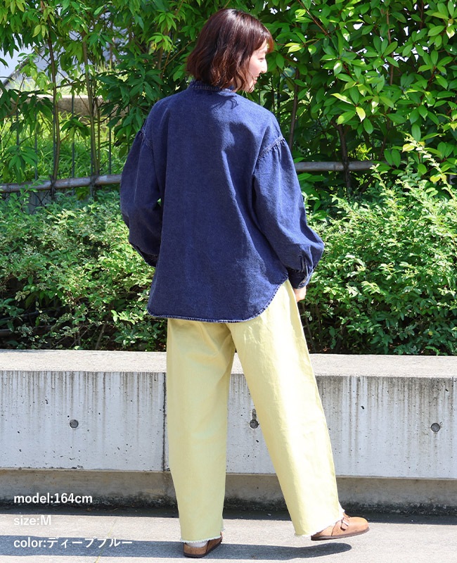 クリフメイヤー[公式] カットオフバンドカラーデニムシャツ LADYS W2535118