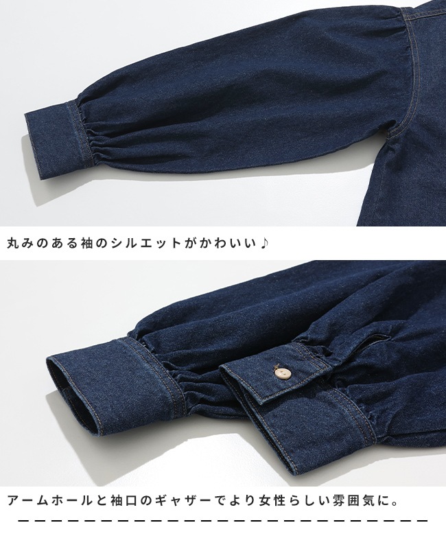 クリフメイヤー[公式] カットオフバンドカラーデニムシャツ LADYS W2535118