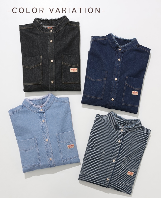 クリフメイヤー[公式] カットオフバンドカラーデニムシャツ LADYS W2535118