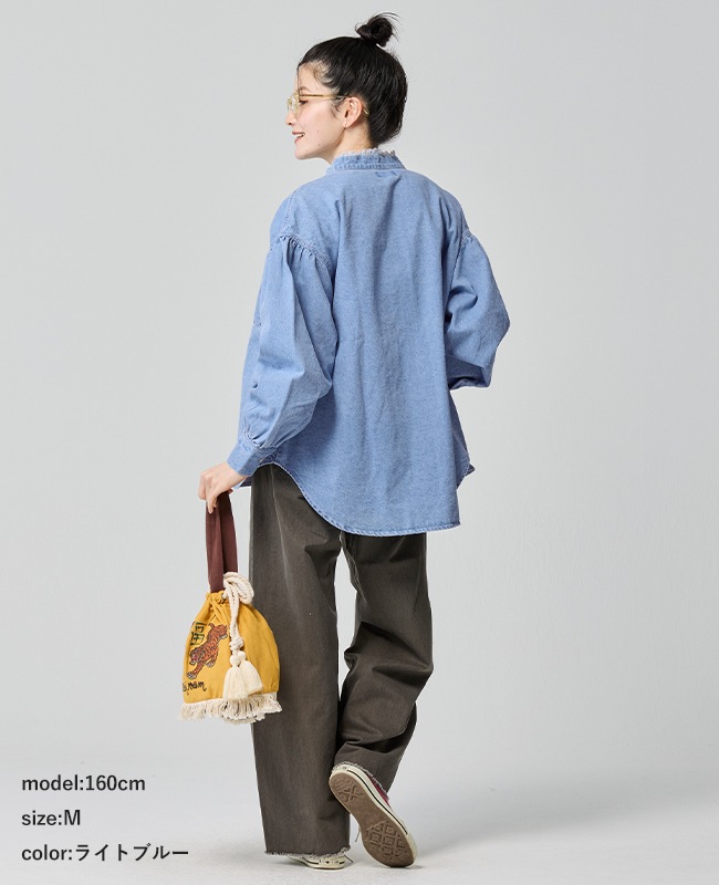 クリフメイヤー[公式] カットオフバンドカラーデニムシャツ LADYS W2535118