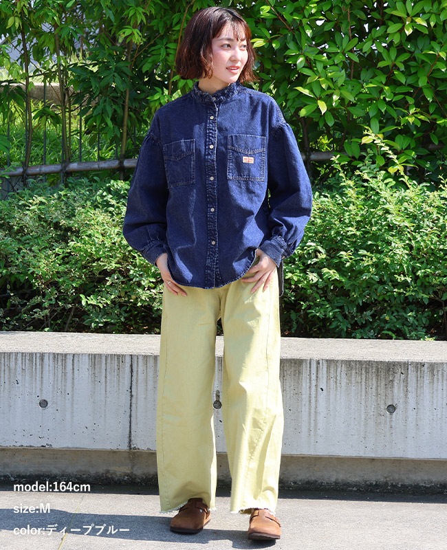 クリフメイヤー[公式] カットオフバンドカラーデニムシャツ LADYS W2535118