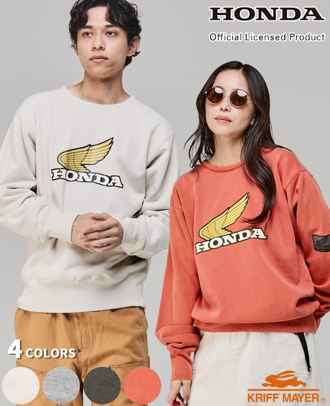 クリフメイヤー HONDAコラボ トレーナー KRIFF MAYER HONDAコラボクルー(WING) スウェット 長袖 ホンダ 2527204 クリフメイヤー[公式] HONDAコラボクルー(WING) MENS LADYS 2527204