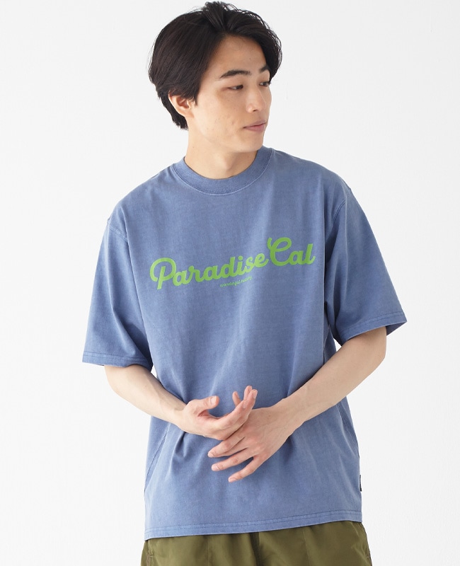 muu MARINE 蛍光グリーン シャツ クリフメイヤー[公式] ピグメント蛍光プリント半袖T MENS 2355811