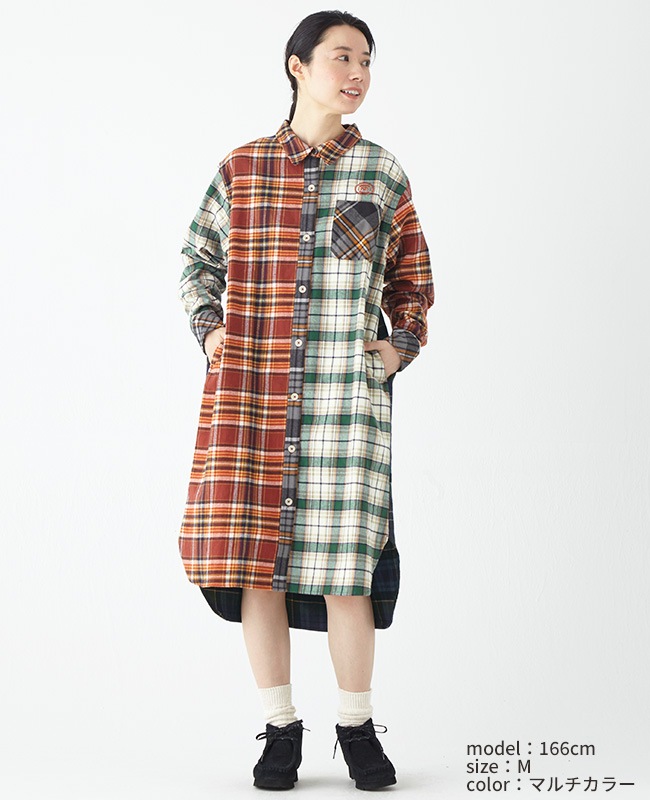 クリフメイヤー[公式] ビエラチェックシャツワンピ LADYS