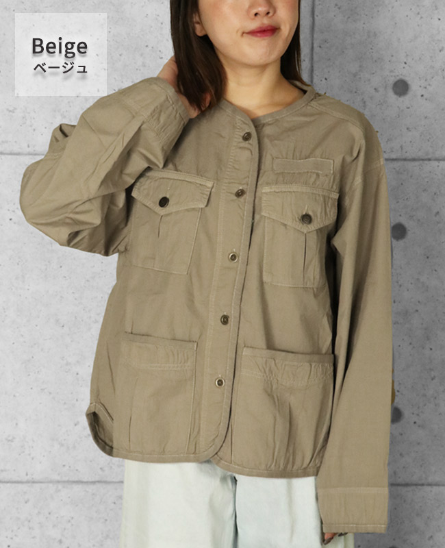 クリフメイヤー[公式] ノーカラーミリタリーシャツJK LADYS W2434008