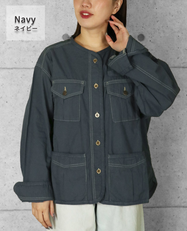 クリフメイヤー[公式] ノーカラーミリタリーシャツJK LADYS W2434008