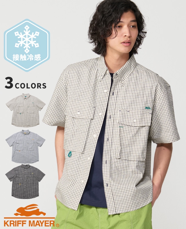 クリフメイヤー[公式] シアサッカーチェック半袖シャツ MENS 2555101