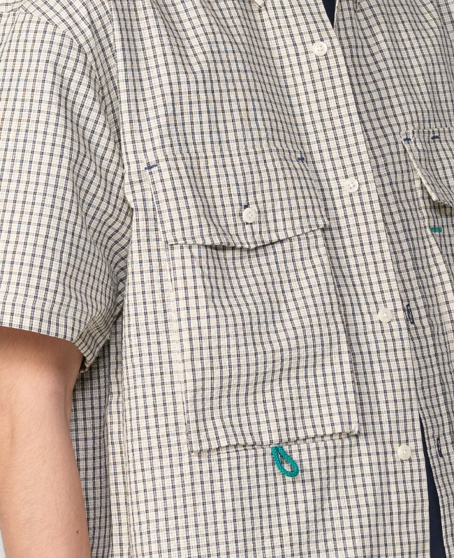 クリフメイヤー[公式] シアサッカーチェック半袖シャツ MENS 2555101