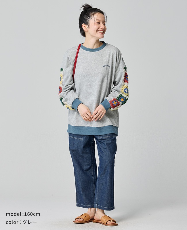 クリフメイヤー[公式] 袖クロシェニットスウェット LADYS W2535117