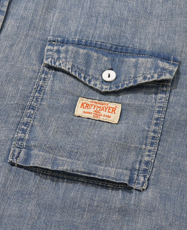クリフメイヤー[公式] エアーライトデニム5分袖ワークシャツ MENS 2545103