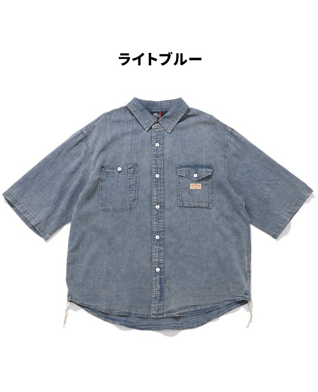 クリフメイヤー[公式] エアーライトデニム5分袖ワークシャツ MENS 2545103