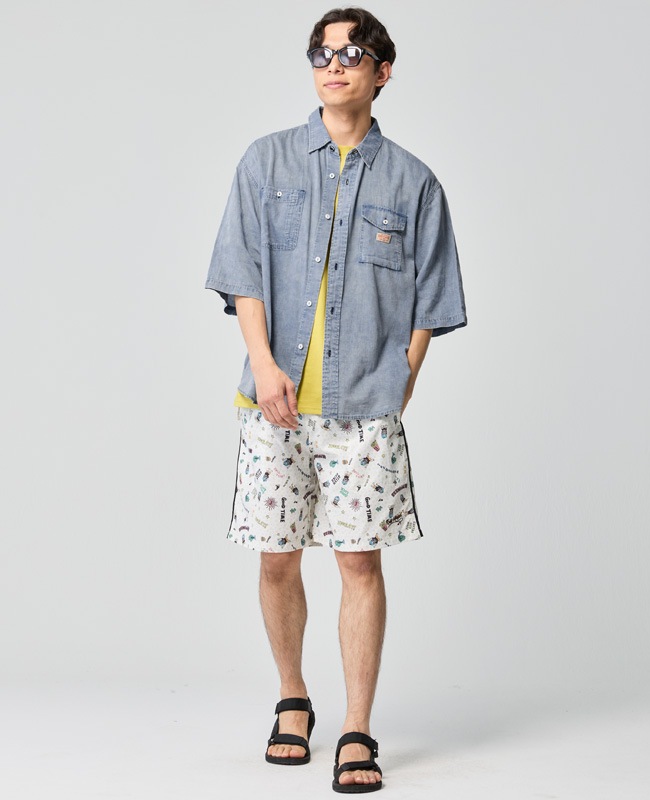 クリフメイヤー[公式] エアーライトデニム5分袖ワークシャツ MENS 2545103