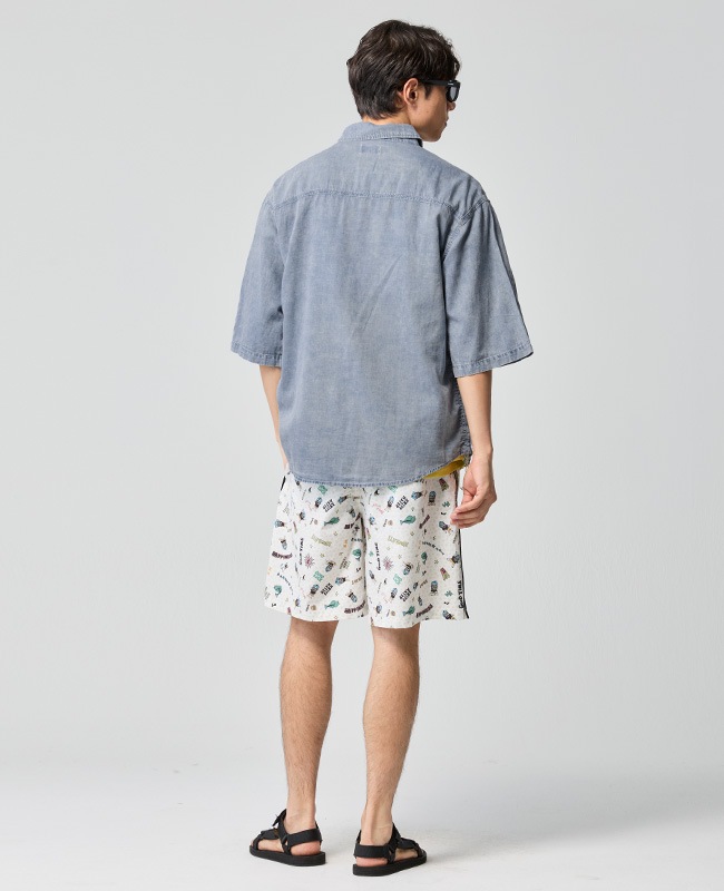 クリフメイヤー[公式] エアーライトデニム5分袖ワークシャツ MENS 2545103