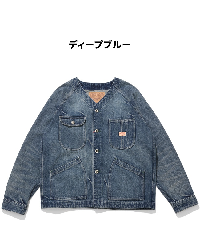 新品　クリフメイヤー　ノーカラーデニムジャケット クリフメイヤー[公式] ノーカラーデニムカバーオール MENS 2534002