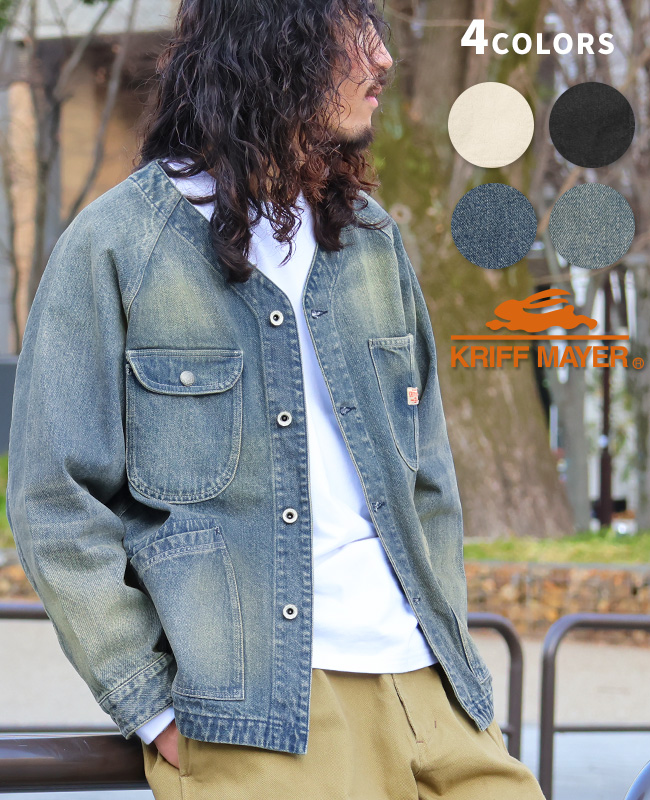 クリフメイヤー[公式] ノーカラーデニムカバーオール MENS 2534002