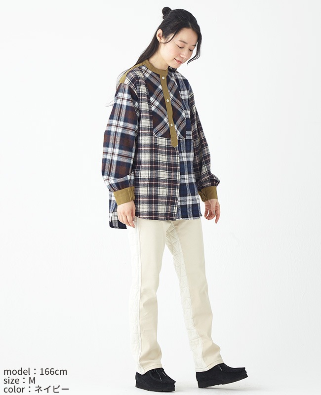 クリフメイヤー[公式] ノーカラーマルチチェックシャツ LADYS 2415800L