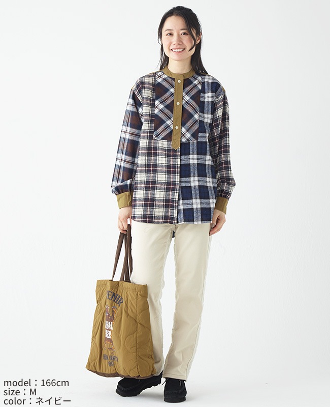 クリフメイヤー[公式] ノーカラーマルチチェックシャツ LADYS 2415800L