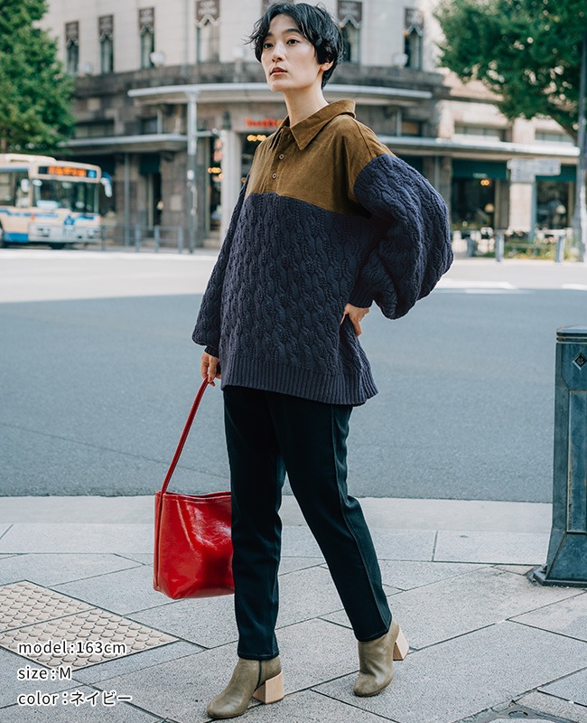 クリフメイヤー[公式] コーデュロイドッキングニット LADYS W2527100