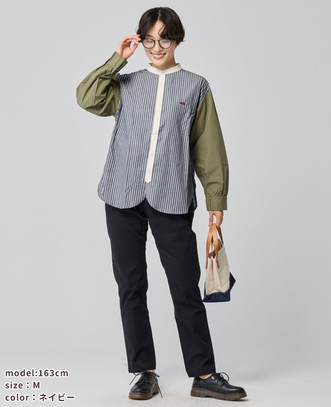 クリフメイヤー[公式] 異素材ミックスストライプシャツ LADYS W2535116