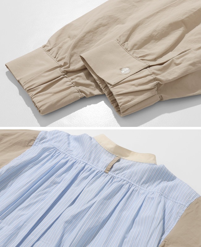 クリフメイヤー[公式] 異素材ミックスストライプシャツ LADYS W2535116