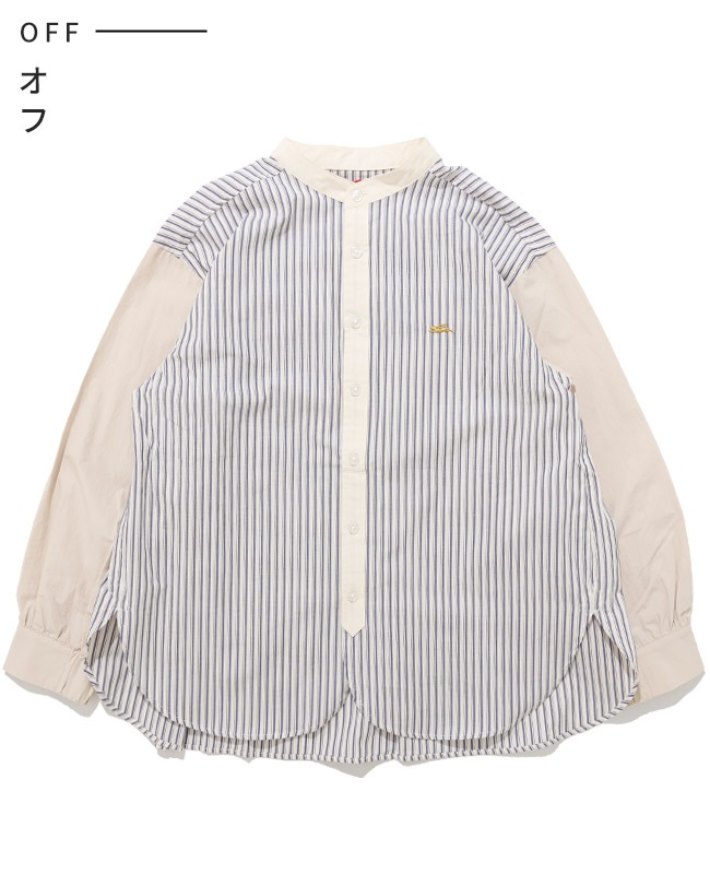 クリフメイヤー[公式] 異素材ミックスストライプシャツ LADYS W2535116