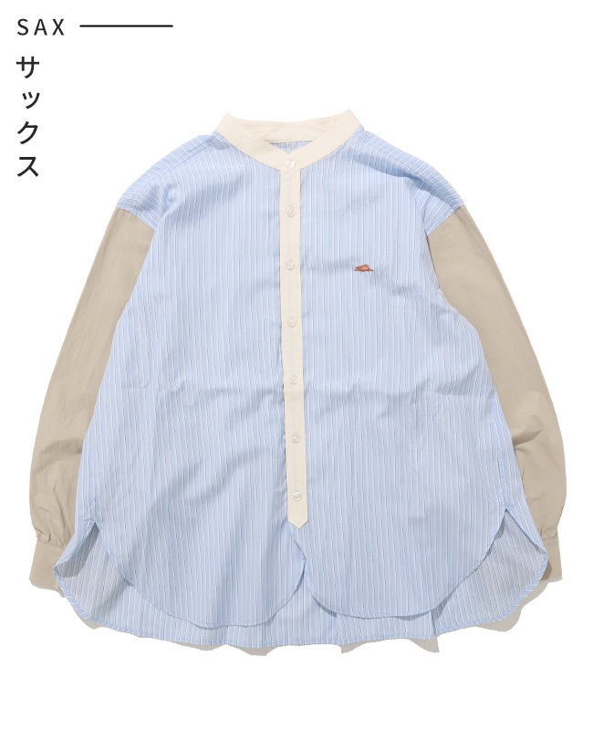 クリフメイヤー[公式] 異素材ミックスストライプシャツ LADYS W2535116