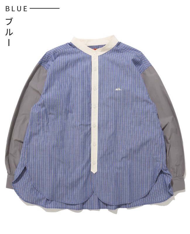 クリフメイヤー[公式] 異素材ミックスストライプシャツ LADYS W2535116