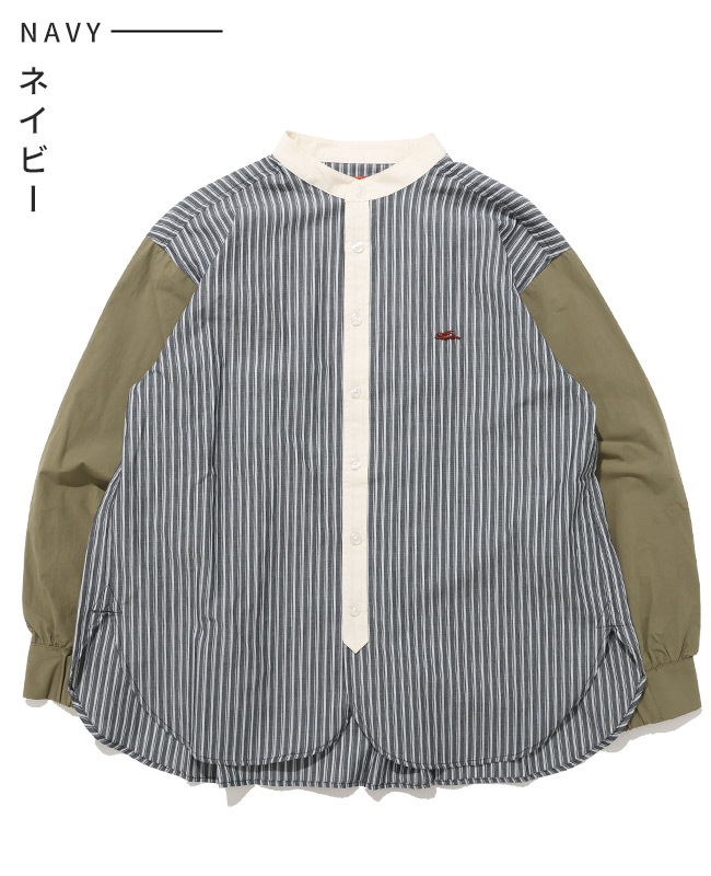 クリフメイヤー[公式] 異素材ミックスストライプシャツ LADYS W2535116