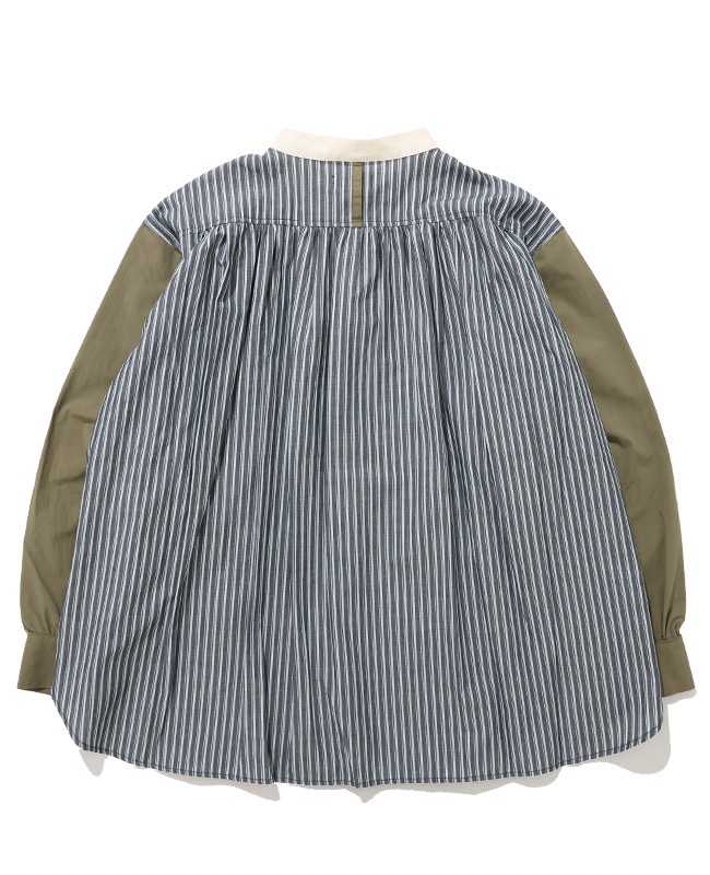 クリフメイヤー[公式] 異素材ミックスストライプシャツ LADYS W2535116