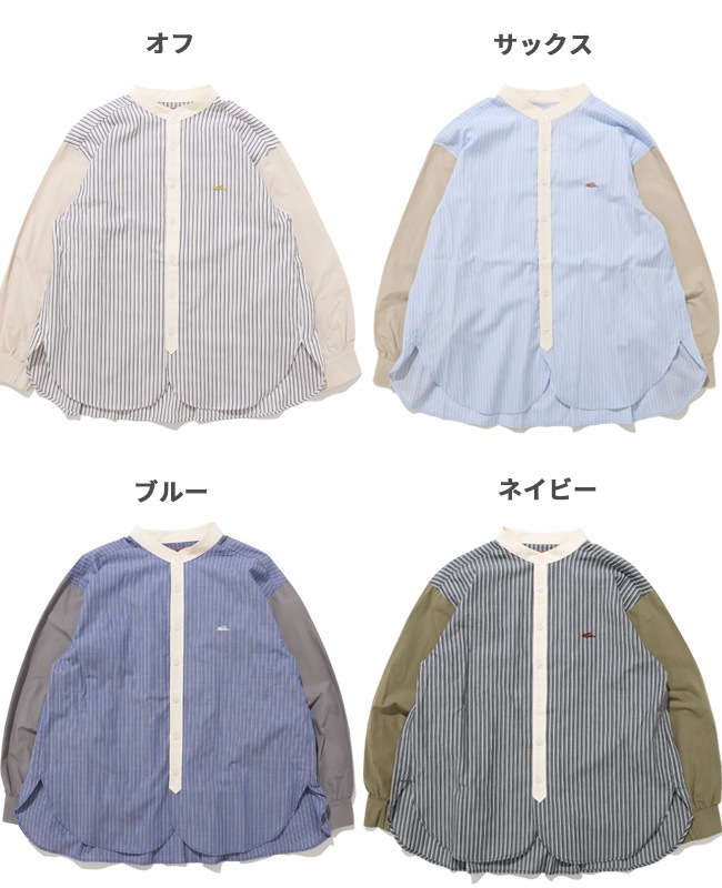 クリフメイヤー[公式] 異素材ミックスストライプシャツ LADYS W2535116