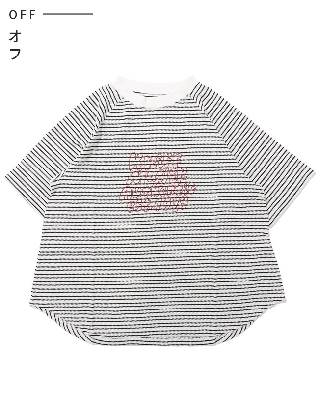 クリフメイヤー[公式] ボーダー5分袖刺繍T LADYS W2555119