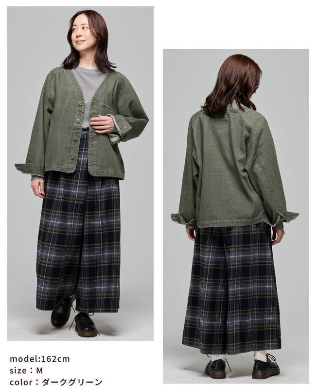 クリフメイヤー[公式] ノーカラーカラーデニムジャケット LADYS W2615118