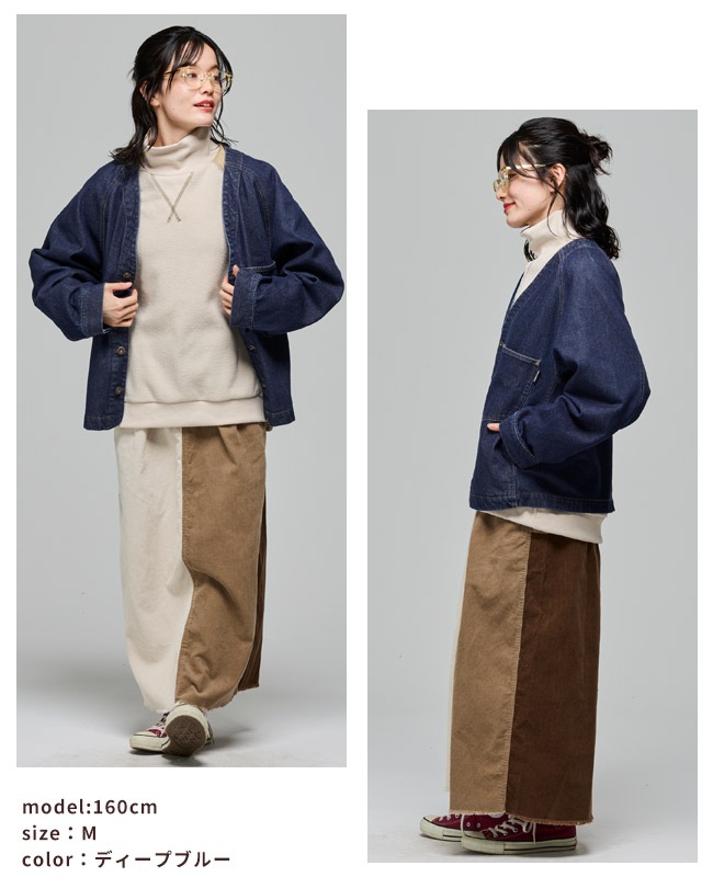 クリフメイヤー[公式] ノーカラーカラーデニムジャケット LADYS W2615118