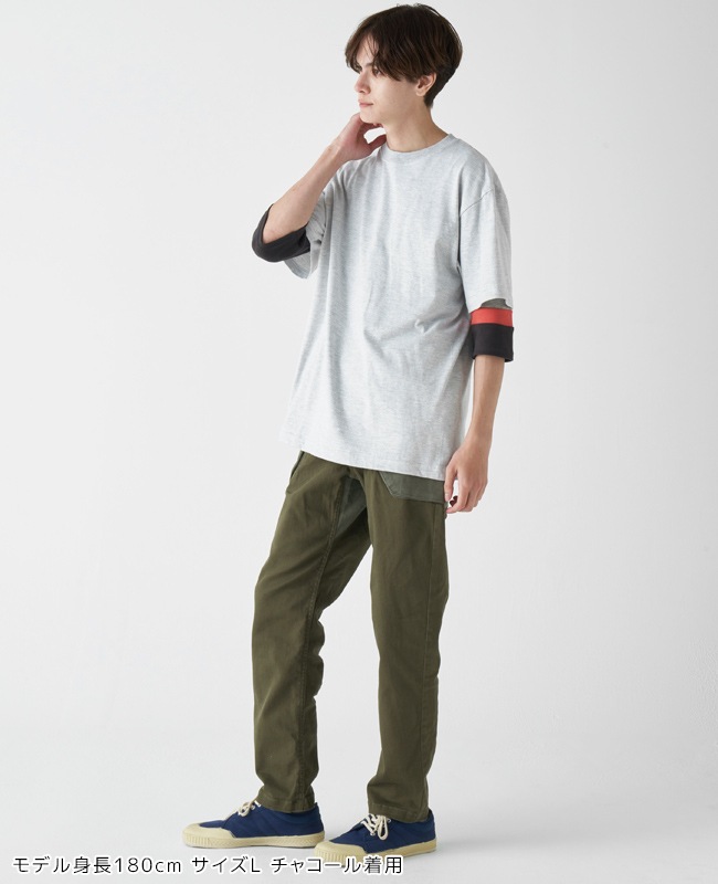 クリフメイヤー[公式] [日本製]タイトフィット切替5分袖Tシャツ MENS 839900A