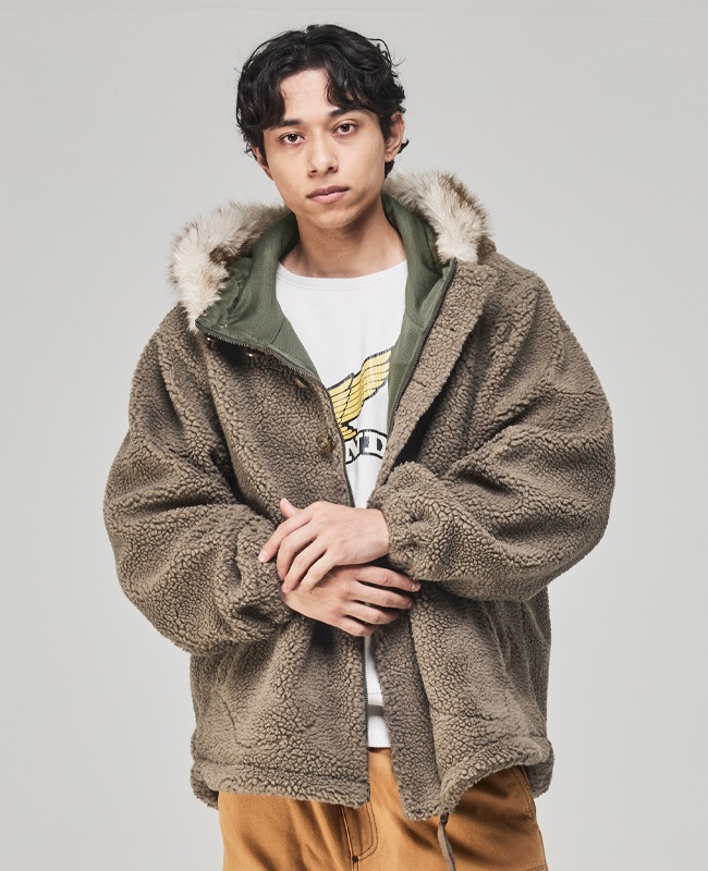 美品✨GRACE CLASS ボアフード ミリタリージャケット 上品カジュアル クリフメイヤー[公式] ボアミリタリーフードジャケット MENS 2525108