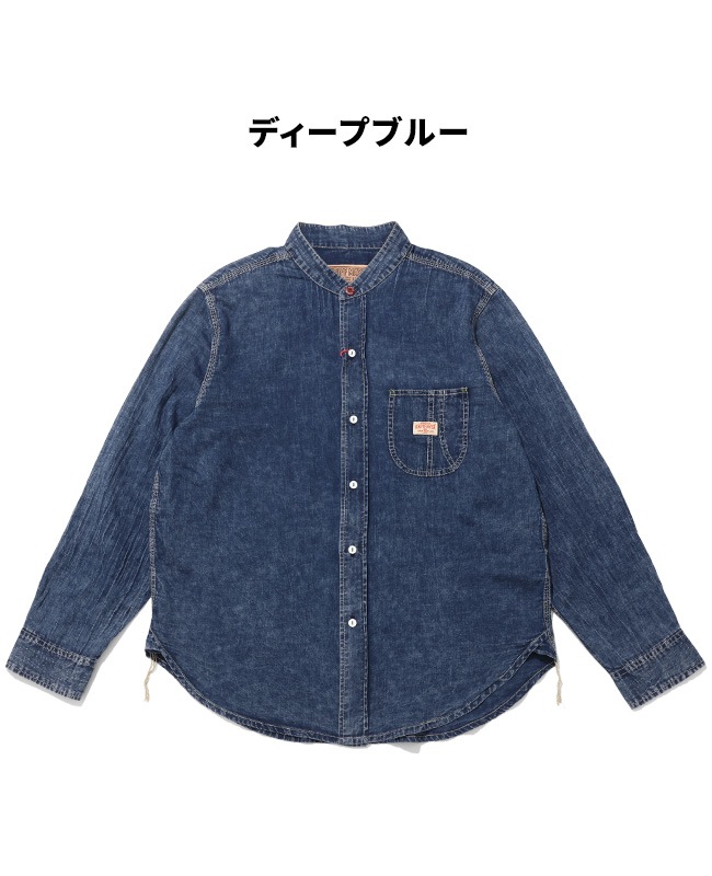 クリフメイヤー[公式] エアーライトデニムバンドカラーシャツ MENS 2555107